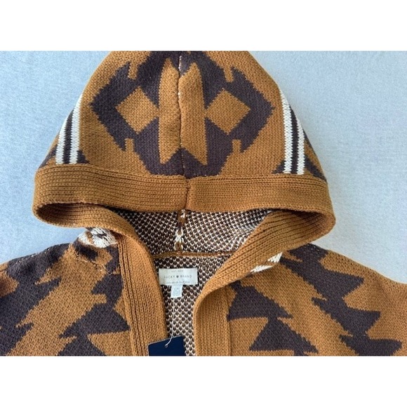 Southwestern Aztec Boho Hippie Festival Lucky Brand Hooded Cardigan Sweater LRG - Picture 5 of 11